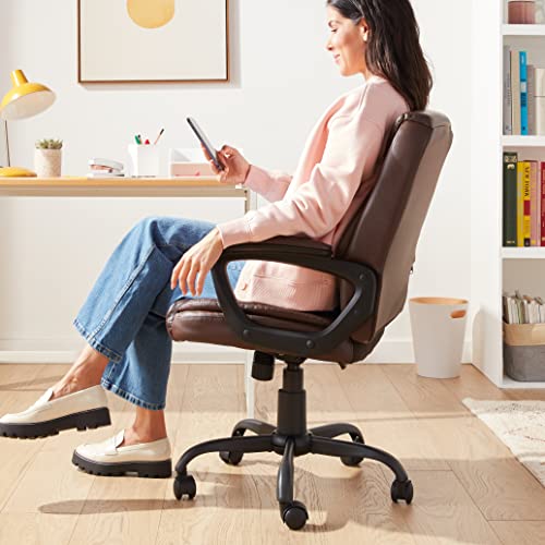 Black PU Padded Mid-Back Height Adjustable Office Desk Chair with Armrest H321