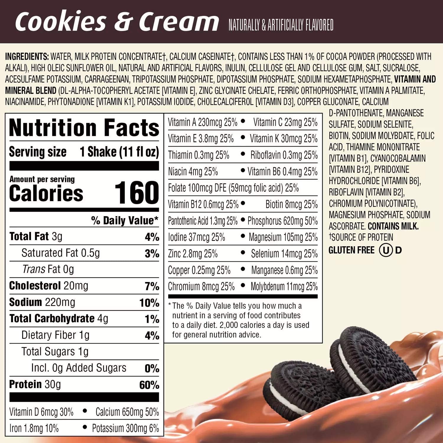 Cookies and Cream High Protein Shake, 11 Fluid Ounce (15 Pack) R988519