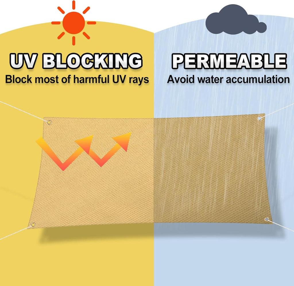 Rectangle Sun Shade Sails 5 x 8 ft Sand U3495