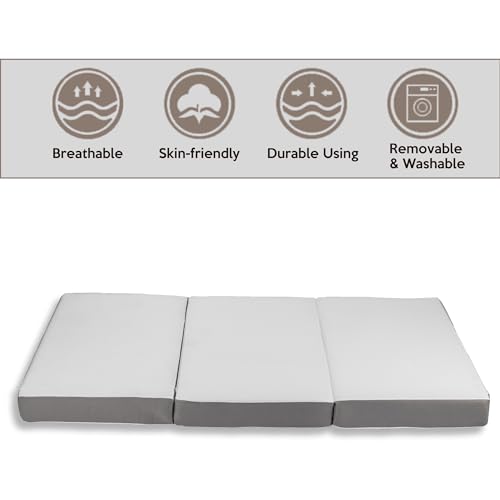 White 3-Inch Tri Folding Gel Memory Foam Mattress V810