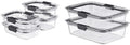 8-Piece Glass Food Storage Containers with Lids, Clear/Grey X7342