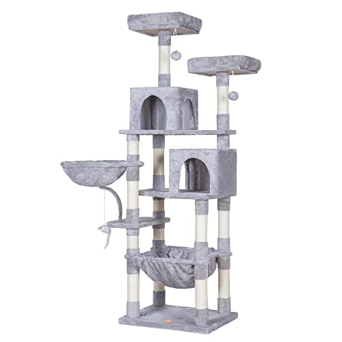 Light Gray Cat Tree with Sisal Scratching Posts Q926