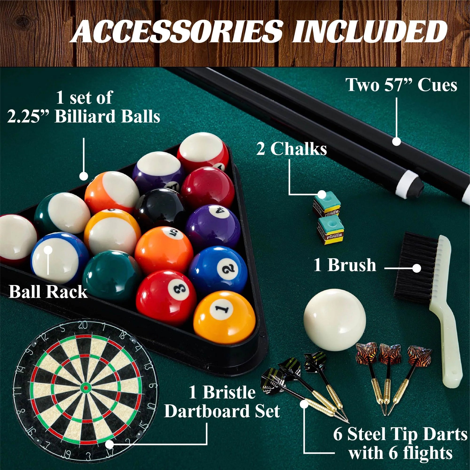 Green Ball and Claw Leg Pool Table W1753