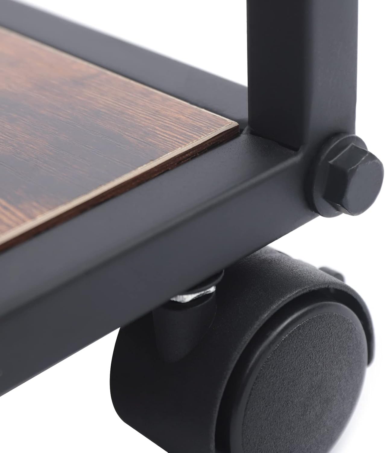 Brown 3-Shelf Rolling Printer Stand with Wheels F59244