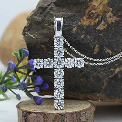 1/3 Round Cut Lab Created Moissanite Diamond Cross Tennis Pendant Necklace 14k Gold Over Sterling Silver Jewelry With 18" Chain Z76226