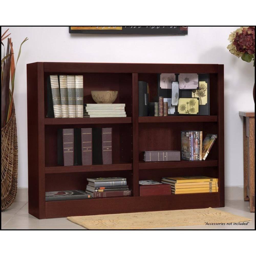 Double Wide Bookcase 6 Shelves Cherry M384963