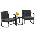Black 3 Piece Resin Outdoor Bistro Set with Cushions and Table I727