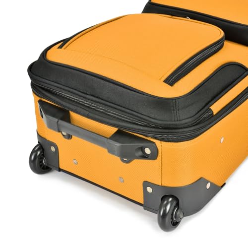 Orange Fabric Expandable Carry-on Luggage, Rolling Suitcase, 2 Wheel Set J520