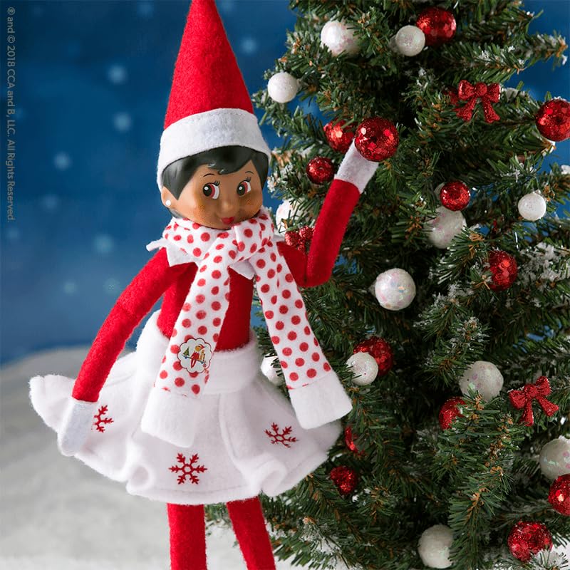 Christmas Tradition Box Set Girl Scout Elf (Blue Eyed), Story Book and Claus Couture Collection Snowflake Skirt and Scarf (Multi-Item Bundle) B81264