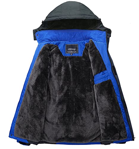 Men's Winter Water Resistant Ski Snow Jacket Fleece Parka Raincoats With Multi-Pockets A867049