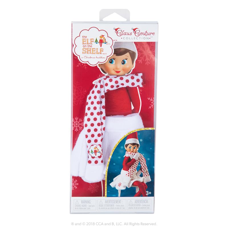 Christmas Tradition Box Set Girl Scout Elf (Blue Eyed), Story Book and Claus Couture Collection Snowflake Skirt and Scarf (Multi-Item Bundle) B81264