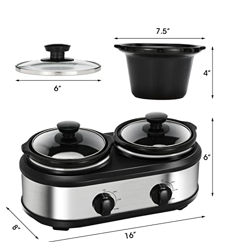 2 X 1.25QT Mini Slow Cooker with Adjustable Temp U276074