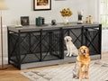 Grey Extra Large Double Dog Crate Furniture with Removable Divider Z799