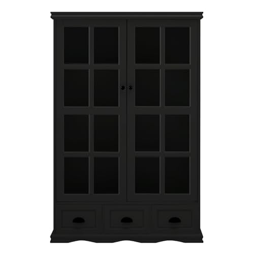 White Curio Cabinet with Adjustable Shelf and Tempered Glass Doors S250105