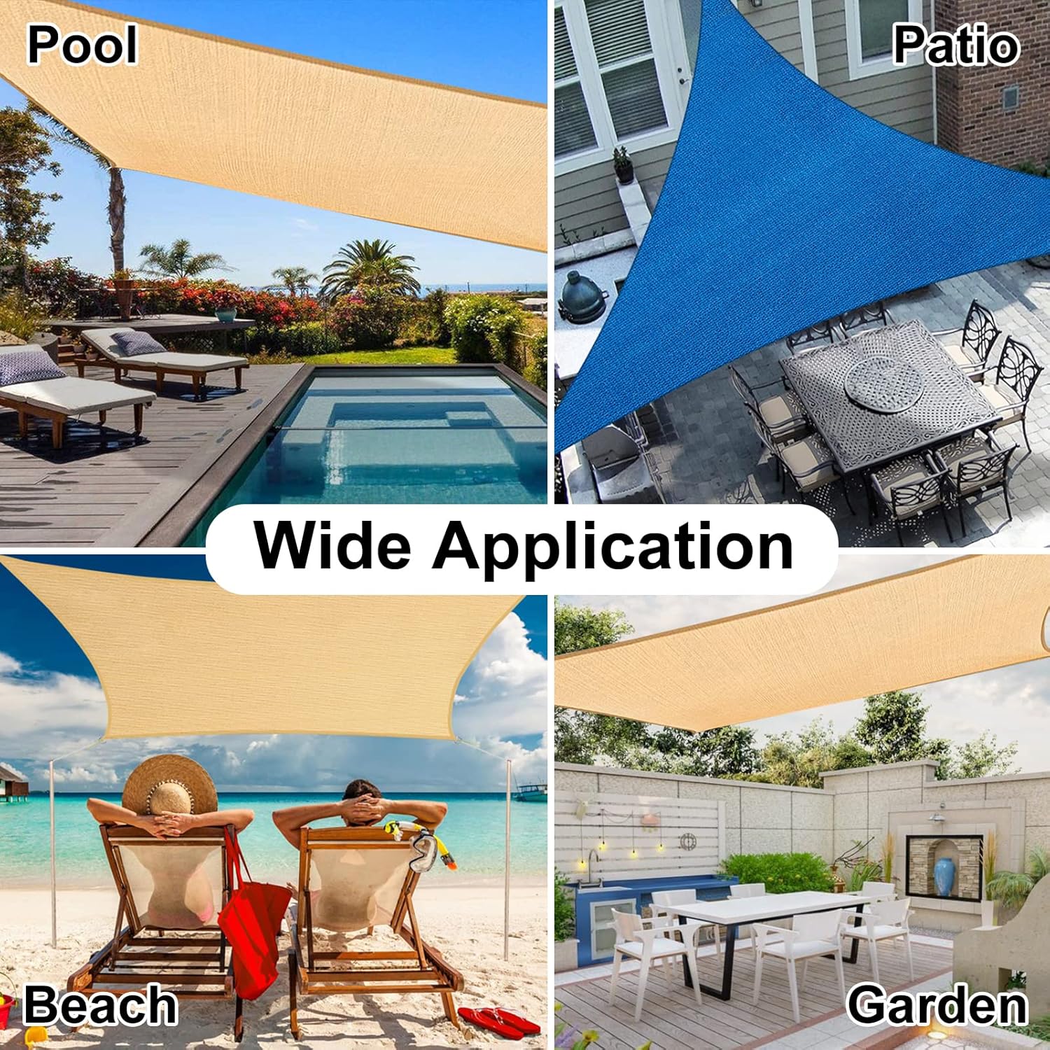 Rectangle Sun Shade Sails 5 x 8 ft Sand U3495