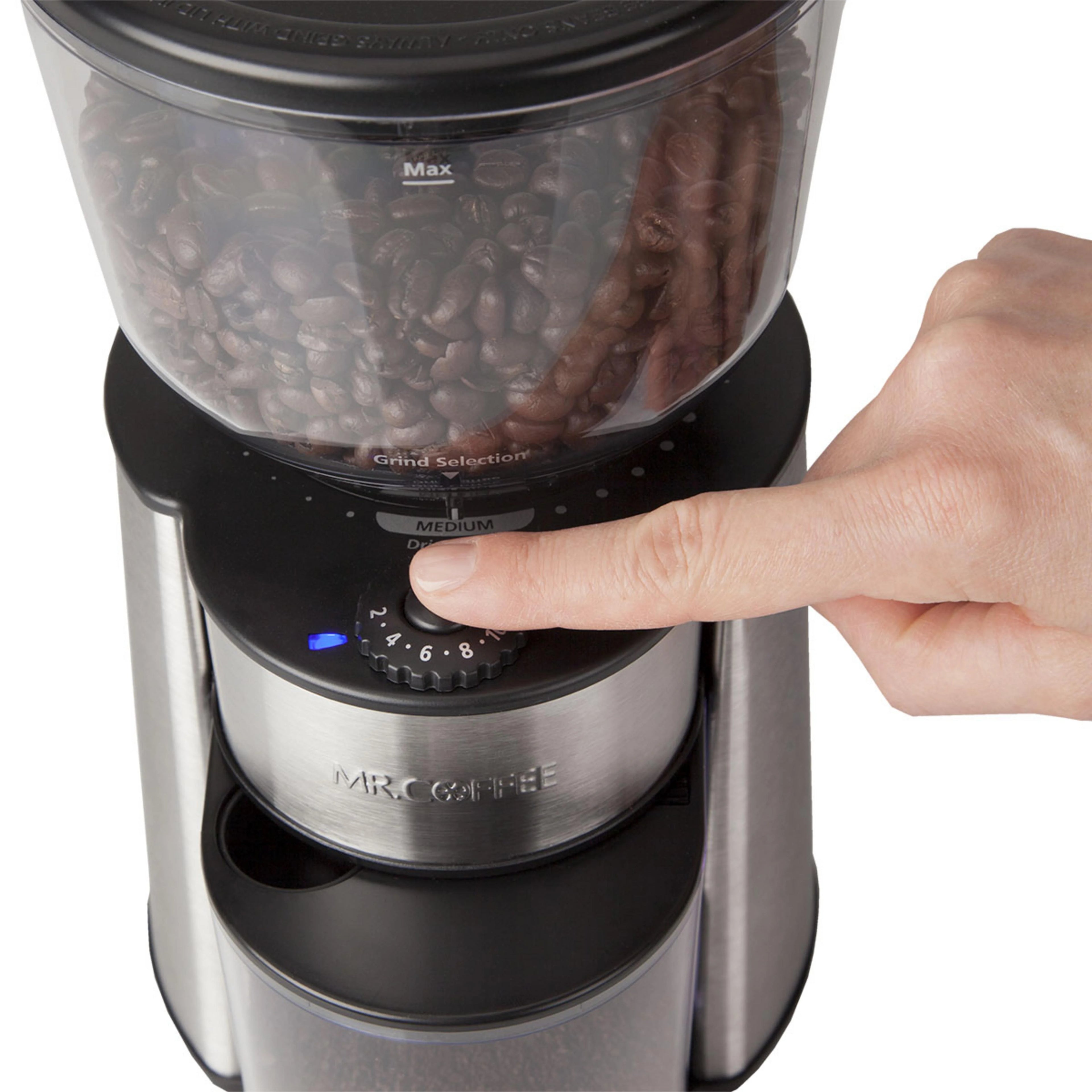 Silver Burr Mill Grinder with 18 Custom Grinds E130