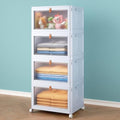 4 Tier Stackable Plastic Storage Bins with Lid and Wheels, 23 QT, Grey J41516