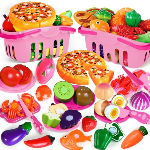 100 Pcs Play Food Set with 2 Baskets K828282