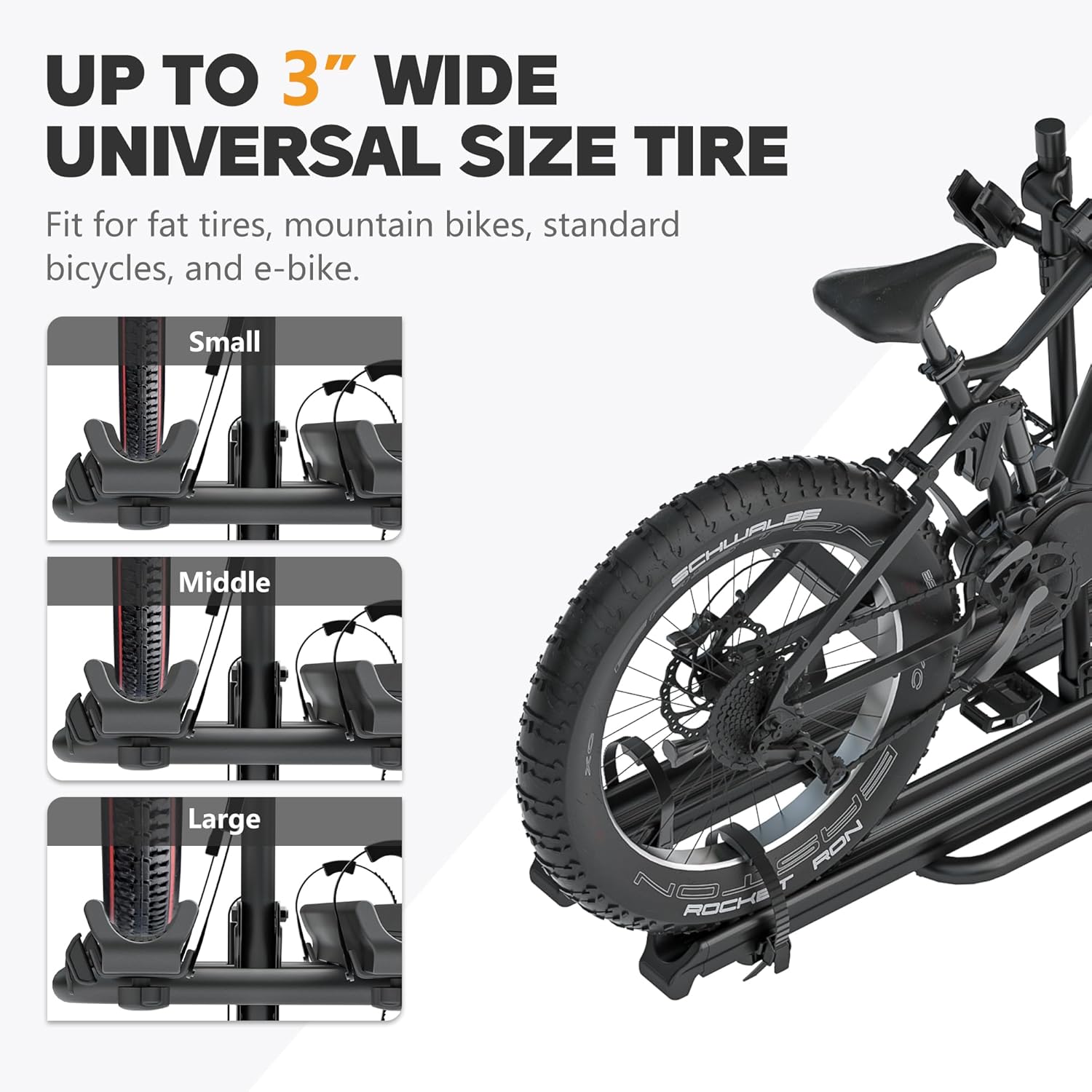 2'' Hitch Mounted Lockable Bike Rack with Ramp, 200lbs Capacity Foldable Platform B2537