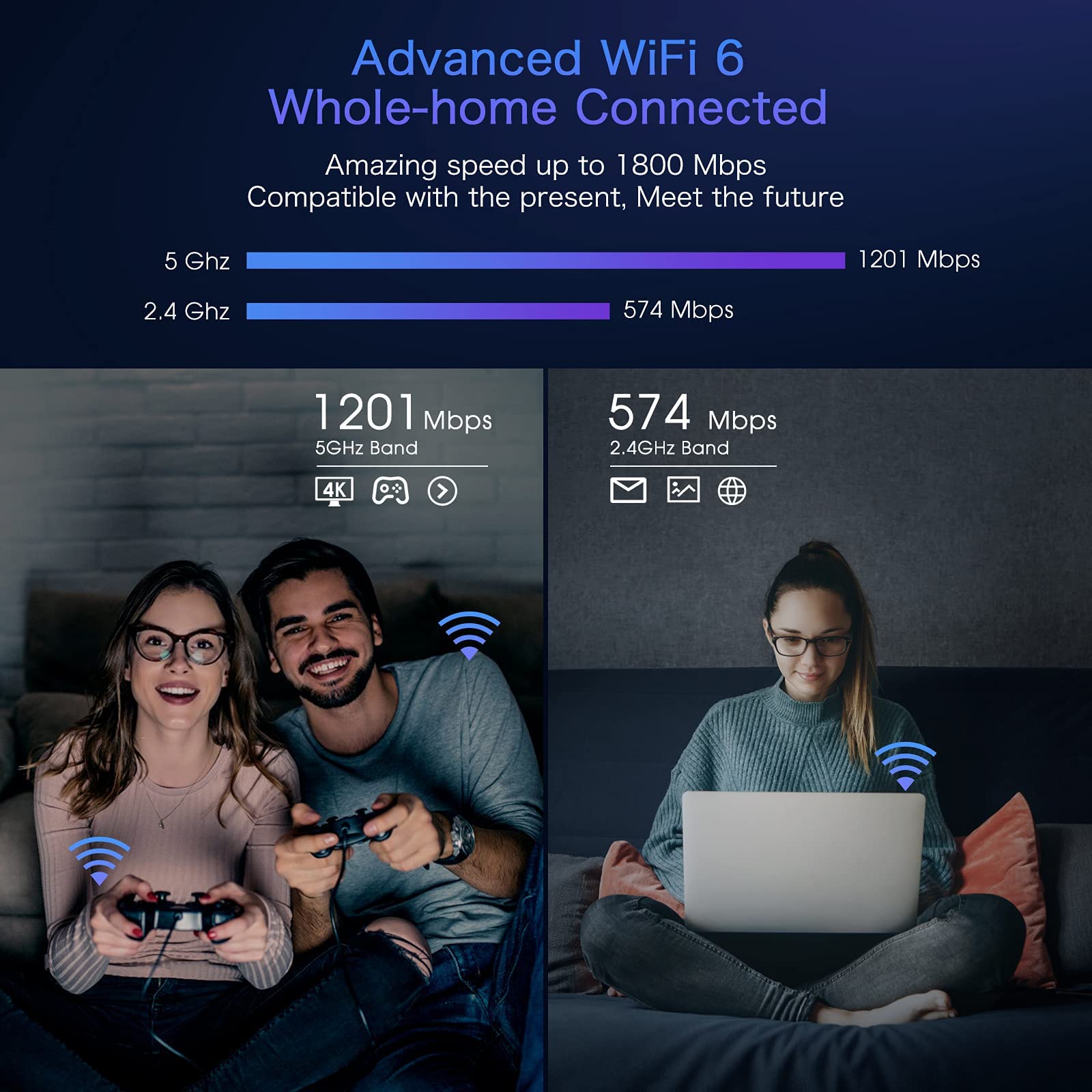 WiFi 6 Range Extender, Dual-band Signal Booster up to 1.8Gbps with Gigabit Port T384427