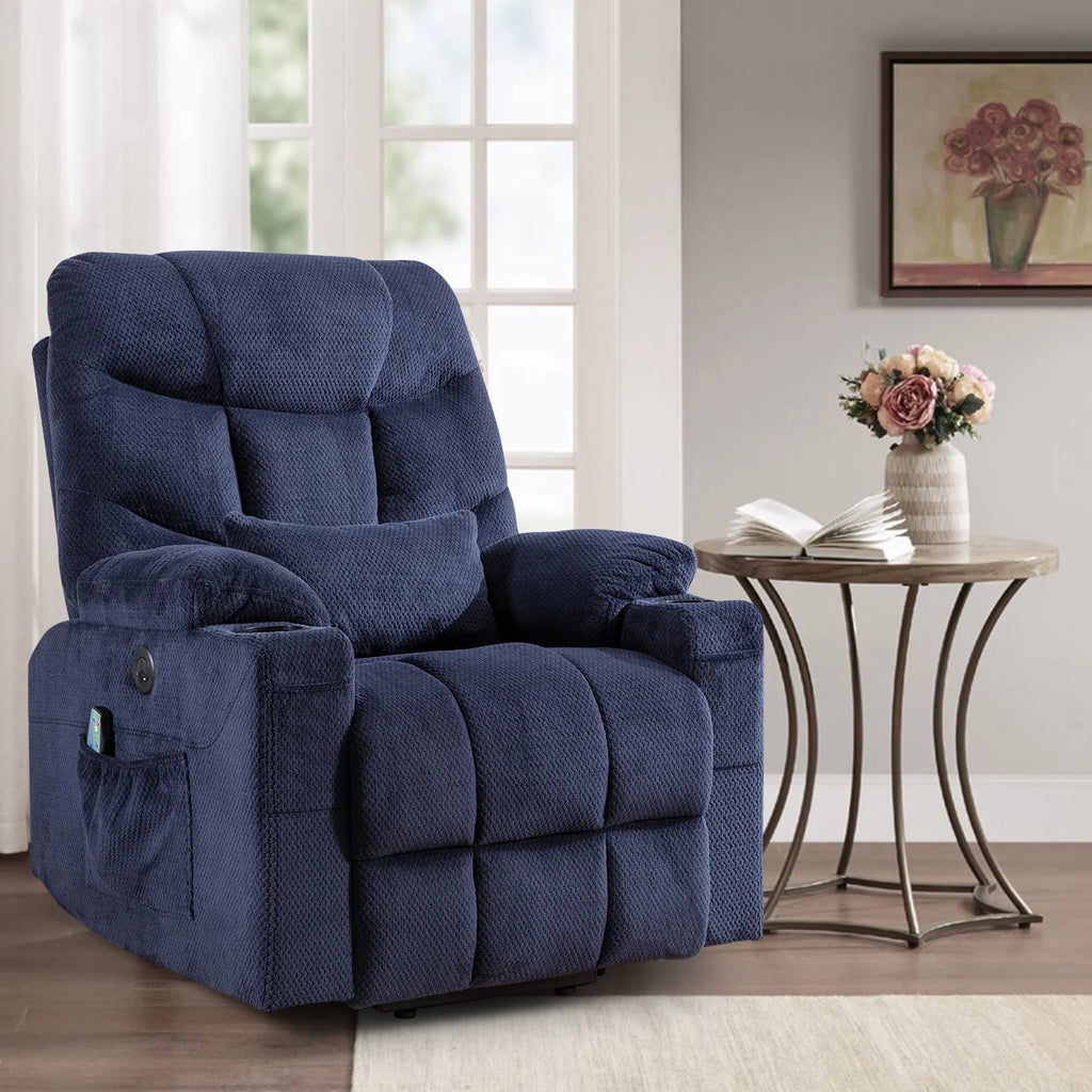 Blue Velvet Electric Power Lift Recliner Chair O809720