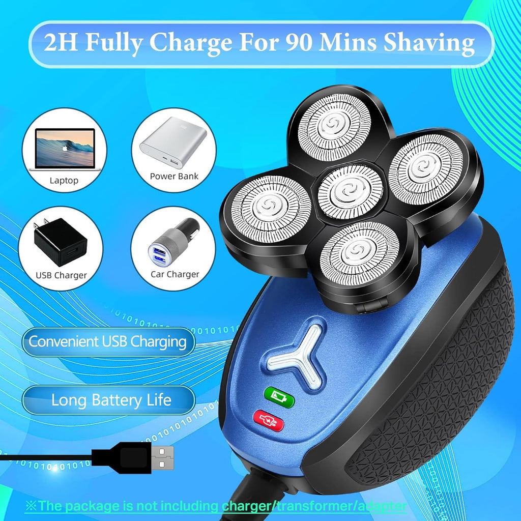 5 in 1 Cordless Waterproof Electric Rotary Head Shaver F96204