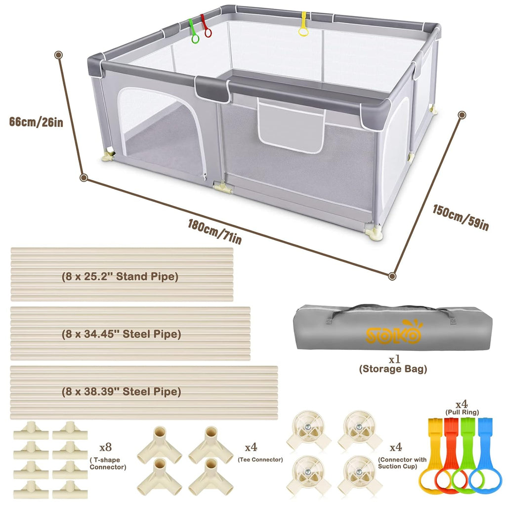 Extra Large Baby Playpen with Soft Breathable Mesh A4539