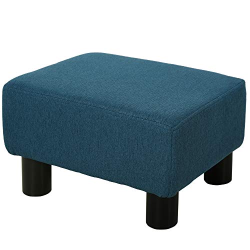 Green Linen Fabric Cube Ottoman with Plastic Legs G9507