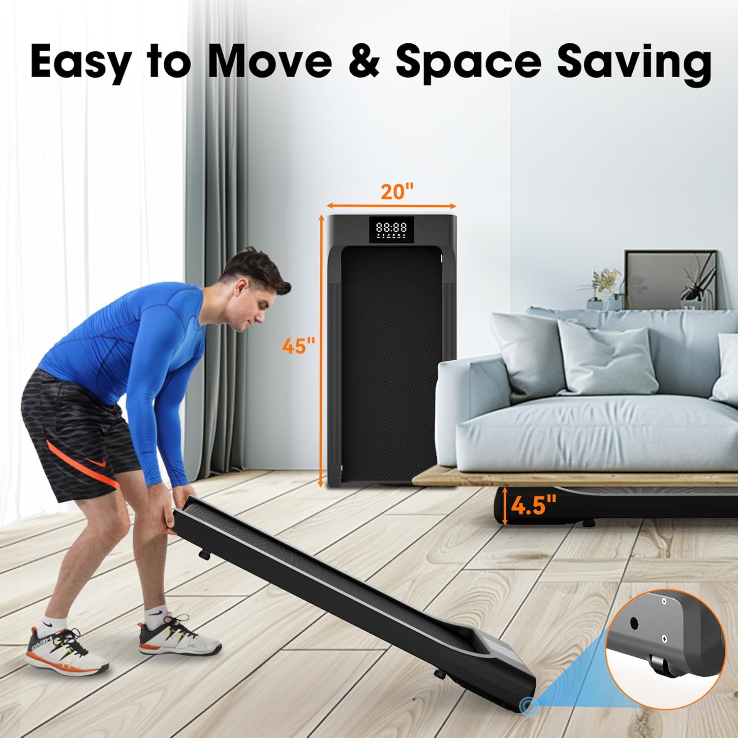 Walking Pad Under Desk Treadmill with Remote Control LED Display Y31912