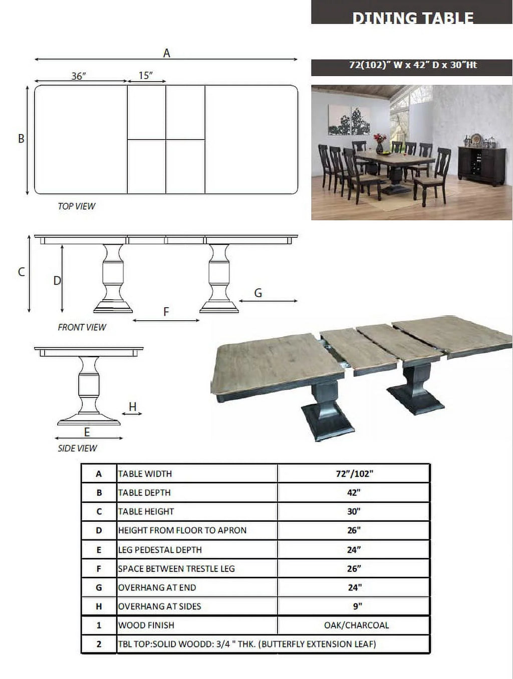 9 Piece Extendable Dining Table and 8 Chairs Set V4562