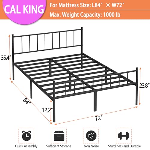 Full Metal Platform Bed Frame with Steel Slat Support W6256