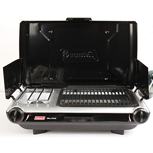 Coleman Tabletop 2-in-1 Camping Grill/Stove, 2-Burner Propane Grill & Stove with Adjustable Burners F83327