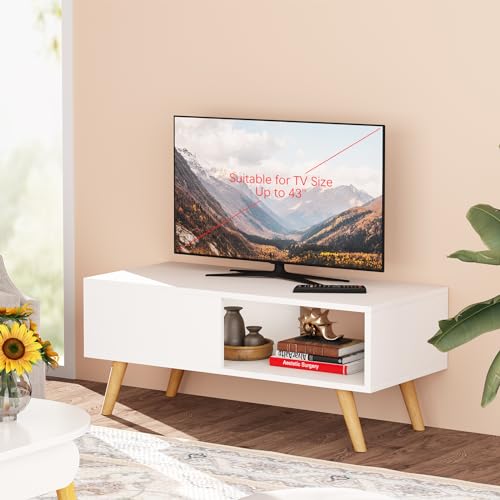 Wood Aesthetic Coffee Table with Storage, 39.4 * 19.7 * 18.5 in (Rust Brown) U578