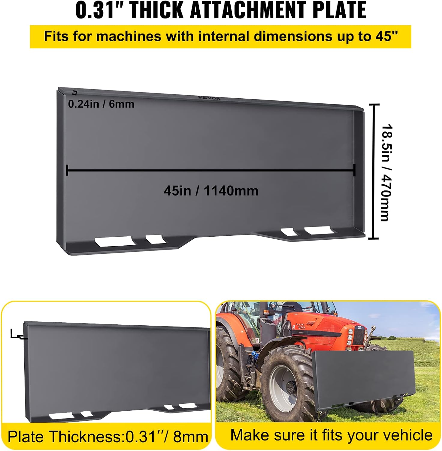 5/16" Steel Skid Steer Attachment Plate with 3 Welding Rods E8371