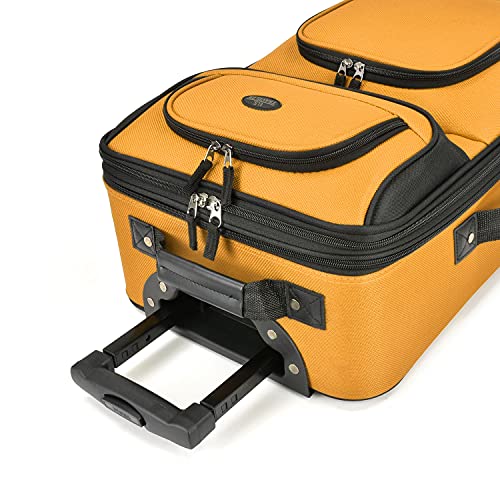 Orange Fabric Expandable Carry-on Luggage, Rolling Suitcase, 2 Wheel Set J520