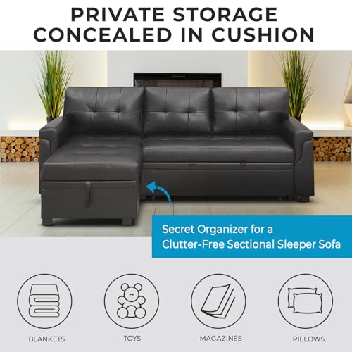 Black Reversible L Shape Sofa with Storage U6770