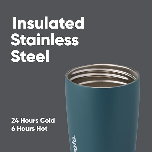 Insulated Stainless Steel Coffee Tumbler, 12 oz, Grey/Blue X818718