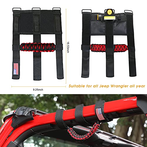 Black 2 Pack Roll Bar Grab Handles with Light for Jeep Wrangler T295944