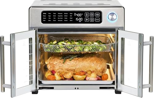 Extra Large French Door Air Fryer Toaster Oven Combo, Stainless Steel, 26QT Capacity X901583