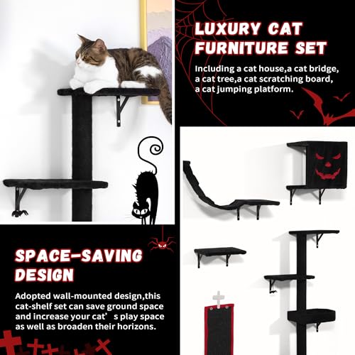 Black Cat Wall Shelves Set of 5 N717216