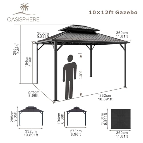 10'x12' Hardtop Gazebo with Privacy Curtains and Netting Q3105