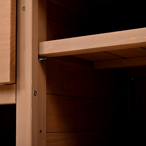 Light Brown Fir Wood Potting Bench with Drawers and Storage Shelves Q38373