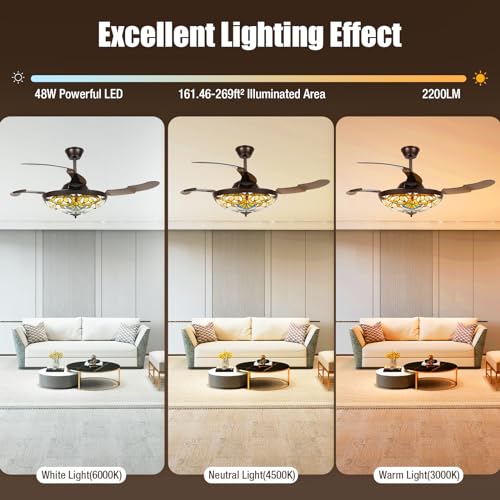 Tiffany Style Stained Glass Ceiling Fan with Light and Remote Control Y55629