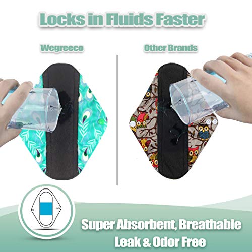 Charcoal Reusable Menstrual Pads 6 Pack with 1 Cloth Mini Wet Bag R356