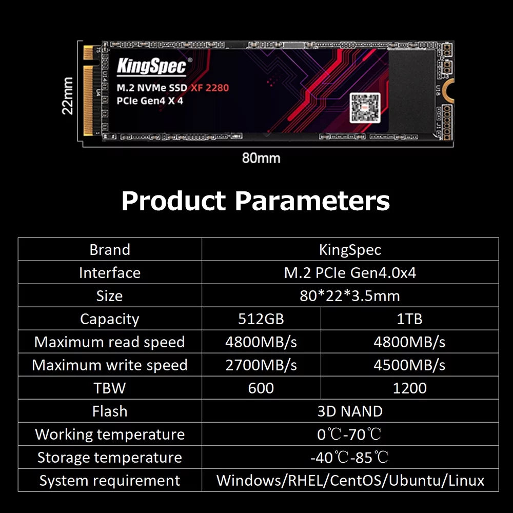512GB M.2 NVMe PCIe Gen4.0x4 SSD Solid State Drive E1128