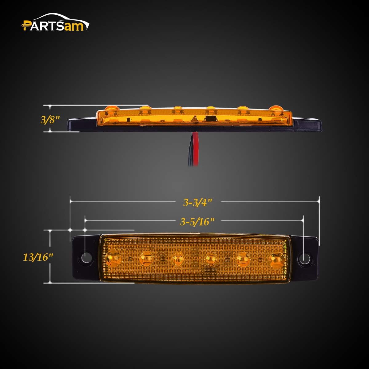 20Pcs 3.8" 6 LED Amber Clearance Lights L365