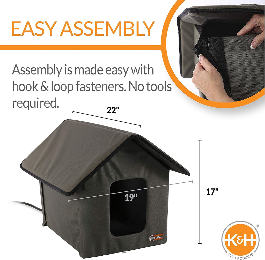 Outdoor Heated Kitty House, Olive C5040