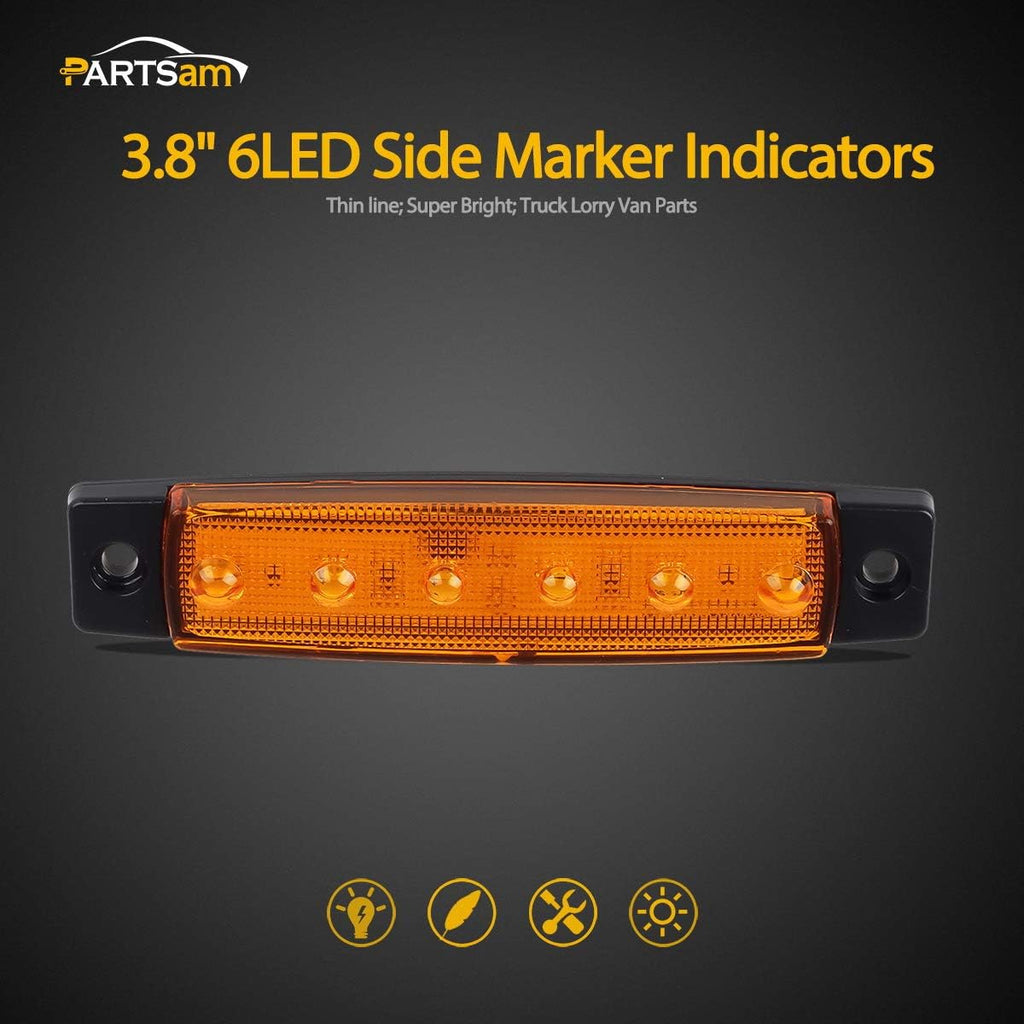 20Pcs 3.8" 6 LED Amber Clearance Lights L365