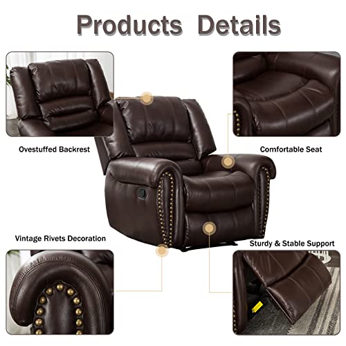 Leather Recliner Chair Set of 2, Nut Brown D558