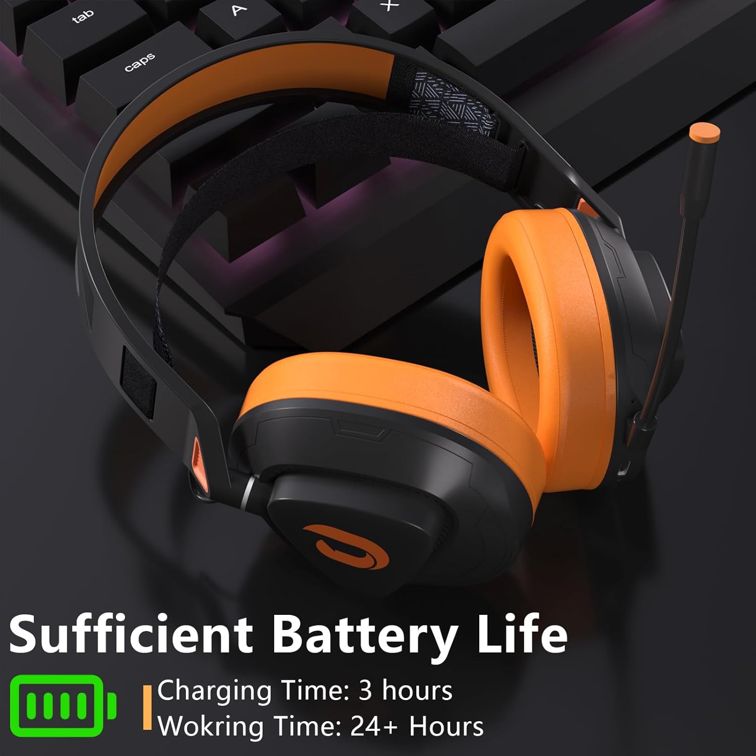 Wireless Gaming Headset with Detachable Mic E3242
